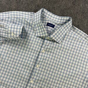 Proper Cloth Blue White Gingham Check Cotton Button Up Shirt Mens XL Casual READ